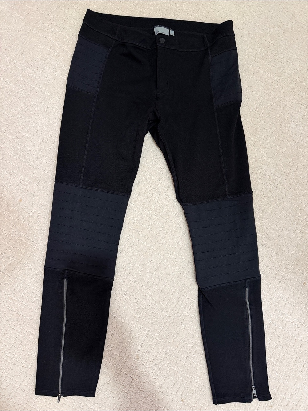Athleta Black Moto-Style Zip Hem Leggings